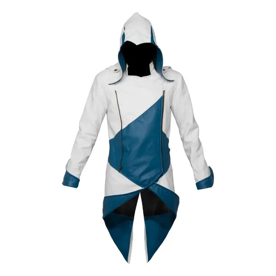 Chamarra Piel Creed Blanco Y Azul Talla L