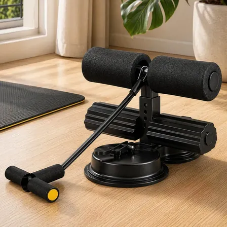 Suporte Abdominal Com Ventosa Treino Fitness Em Casa Preto