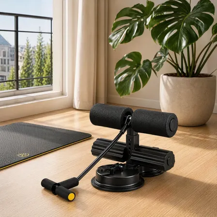 Suporte Abdominal Com Ventosa Treino Fitness Em Casa Preto
