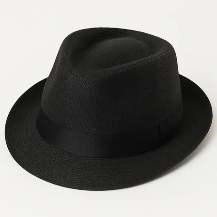 Chapéu Fedora Gângster Aba Curta Preto Clássico Premium