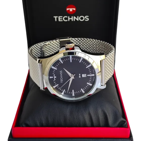 Relógio Technos Original Masculino Steel Prata Caixa Em Aço
