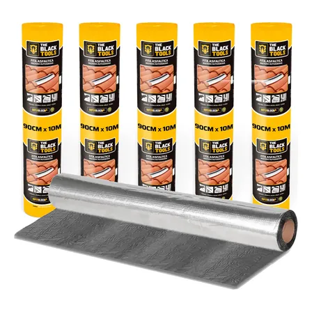 Manta Asfaltica Auto Adesiva Aluminizada 5 Uni 90cm X 10m Prateado