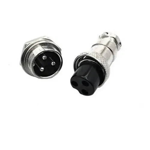 Conector Mike 2 Vias Aviação GX16 Macho 5 Unidades ZX Metal