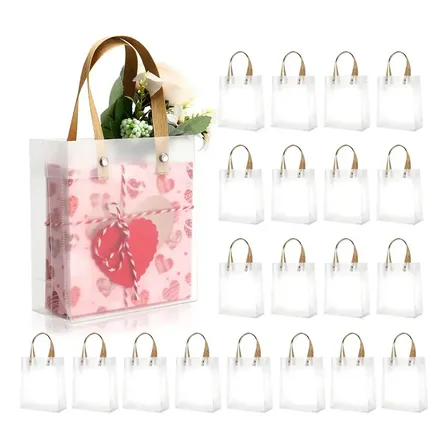 Kit 20un Fosco Sacola Para Presente Transparente 20x20x8cm Fosco Fosco Sacola Transparente