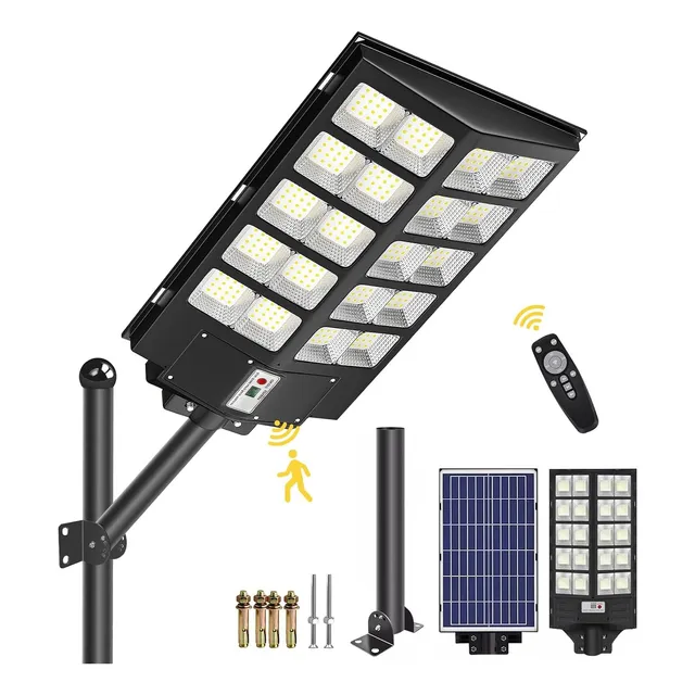Foco Solar Led Estilo Luminaria De Poste 2000w Negro 7500k