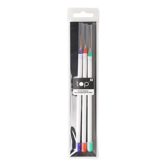 Pinceles Liners Top Premium Para Decoración De Uñas 3 Piezas