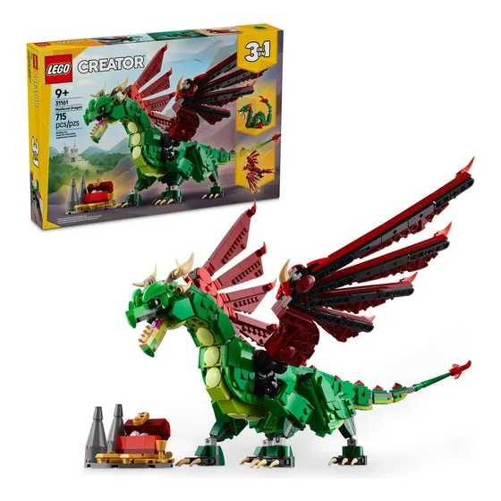 LEGO® Creator Dragón Medieval 31161; Juguete se transforma en una serpiente marina o un fénix