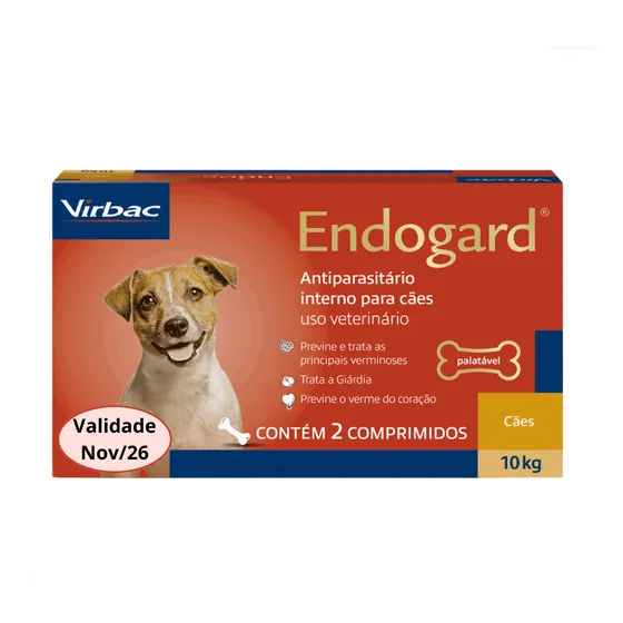 Vermífugo Endogard Para Cães De 10kg - 2 Comprimidos Virbac