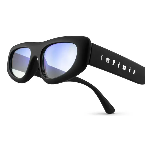 Anteojo Sol Infinit Shanghai Negro Lente Suave Espejo Gotic