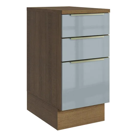 Gabinete Bajo Cocina Madesa Lux Con Encimera Mg Color Rústico/Gris