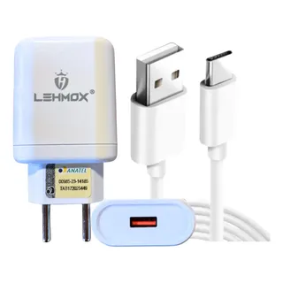 Carregador Turbo Lehmox Usb Com Cabo Tipo C 2m Forte Branco
