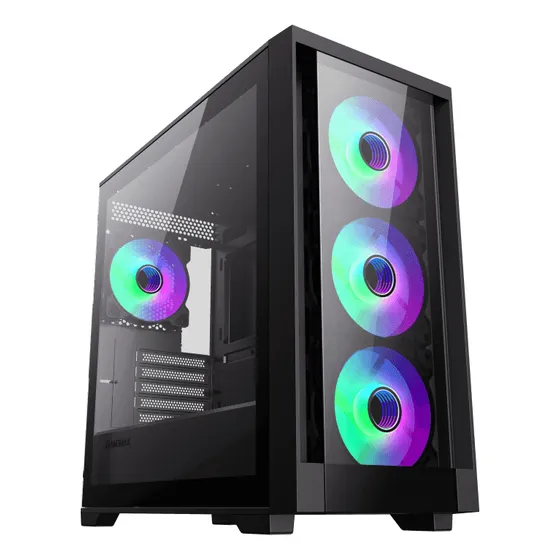 Gabinete Gamemax Gamer Matx Defender Tg Preto Vidro 4 Fans