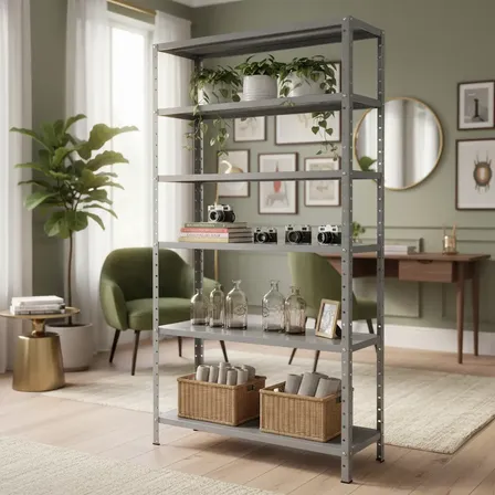 Prateleira De Aço 30x92cm 6 Bandejas Reforçada Suporta 180kg Cinza