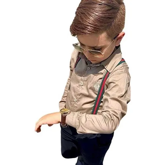 Roupas Masculin Infantil Camisa Social + Calça Suspensório 