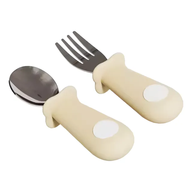 Set De Cubiertos Infantiles Silicona Y Acero Inoxidable