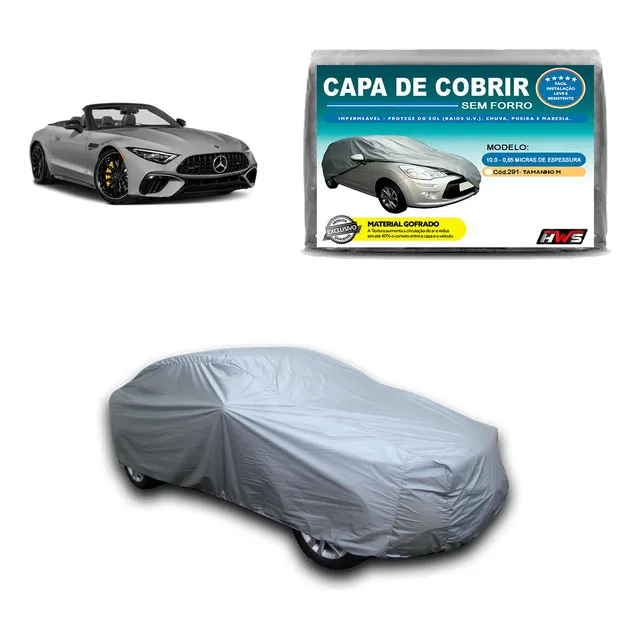 Capa Cobrir Carro Hatch Sedan M Cinza Impermeável Sol Chuva
