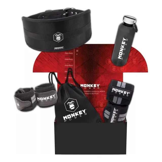 Basic Pack Monkey Power Cinturón Rodilleras Muñequeras Gym