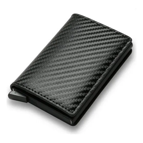 Carteira Masculina Minimalista Sem Firula Homem Com Estilo Cor Preto CARBONO Desenho do tecido Listrado