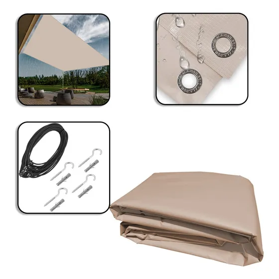 Tela Sombreamento Impermeável Super Sombra Cor Areia 5x3 Metros + Kit Instalação