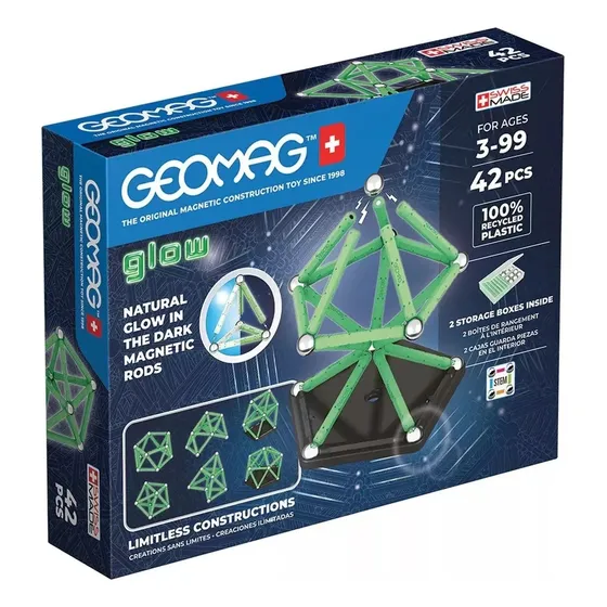 Juego De Construccion Magnetico Geomag Glow 42 Piezas 