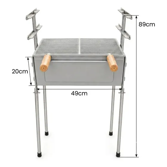 Churrasqueira Móvel La Chef Desmontável de Alumínio Fundido Prateado para Camping 89 cm
