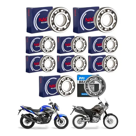 Kit Rolamentos Fazer 250 Motor Completo Cambio Virabrequim