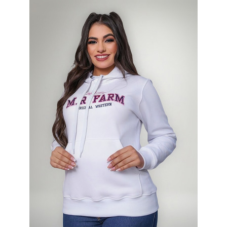Moletom Feminino Com Capuz Country Mula Rosa Branco Moletom Feminino Com Capuz Country Mula Rosa Branco