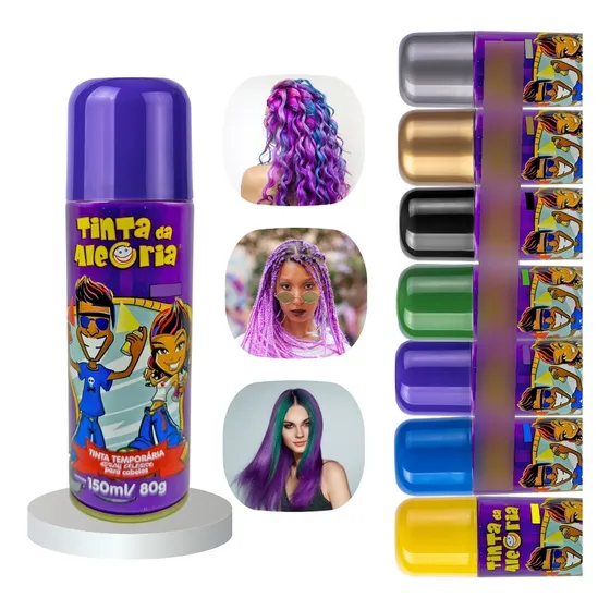 Tinta Colorida Para Cabelos Temporária Festa Carnaval 150 Ml