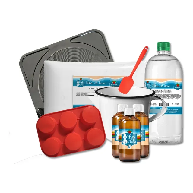 Kit Iniciante Saboaria Glicerina Essencia Molde Fogão 1kg