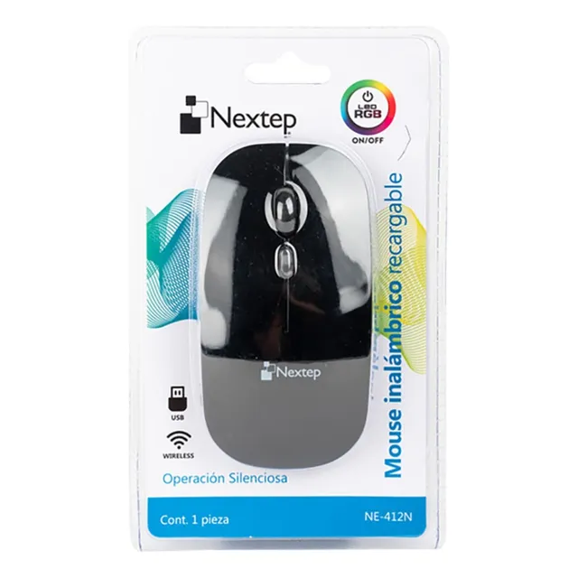 Mouse Inalambrico Recargable Nextep Wireless Usb 1600dpi