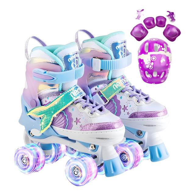 Patins Quad Lindo Tam./ajustável + Kit Proteção Rodinhas Led Patins Quad Lindo Tam./ajustável + Kit Proteção Rodinhas Led