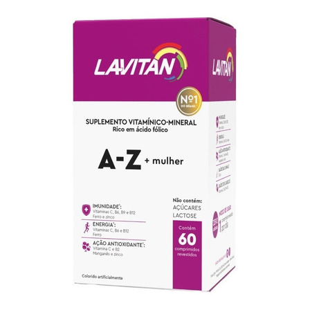 Suplemento em  comprimidos Lavitan  A-Z Mulher vitaminas em pote 60 un