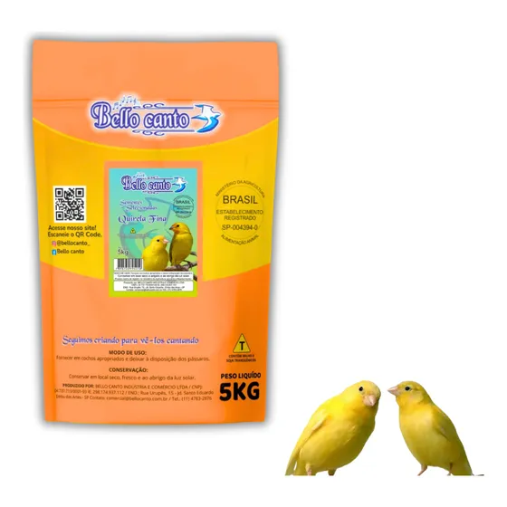 Quirela De Milho Fina Para Pássaros Bello Canto 5kg