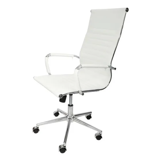 Cadeira de escritório Tutto Home Esteirinha Charles Eames ergonômica branca com estofado de couro sintético x 2 unidades