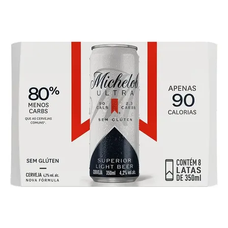 Cerveja Michelob Ultra Lata 350ml - Pack Com 8 Unidades