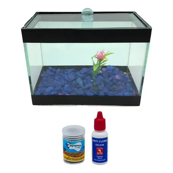 Estilos Aquário 2L Decorado Para Peixe Beta Retangular Azul