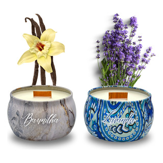 Kit 2 Velas Aromáticas Perfumada Baunilha E Lavanda 130gr Kit 2 Velas Aromáticas Perfumada Baunilha E Lavanda 130gr