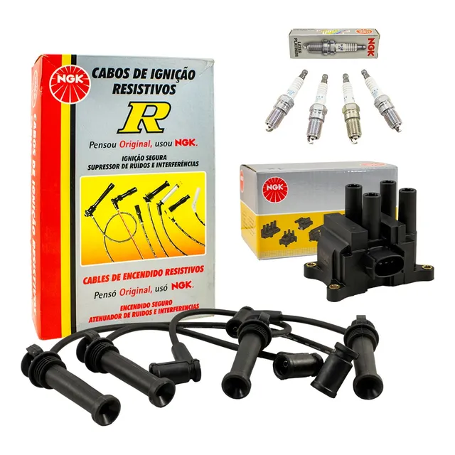 Kit Bobina + Cables + Bujia Ngk Ford Ecosport 04/09 2.0 16v 
