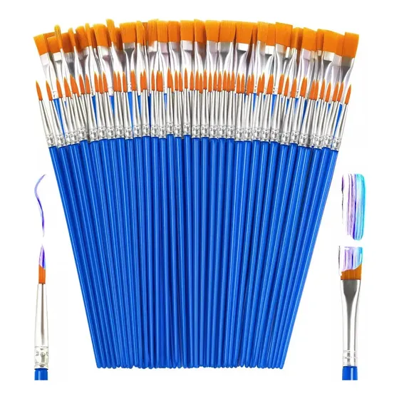 Doremama Paquete De 50 Pinceles De Pintura, Pinceles Para Pintar Escolares, Pinceles Para Pintura Acrílica, Pinceles Escolares Para Niños, Ideales Para Acuarela Y Manualidades (redondos Y Planos)