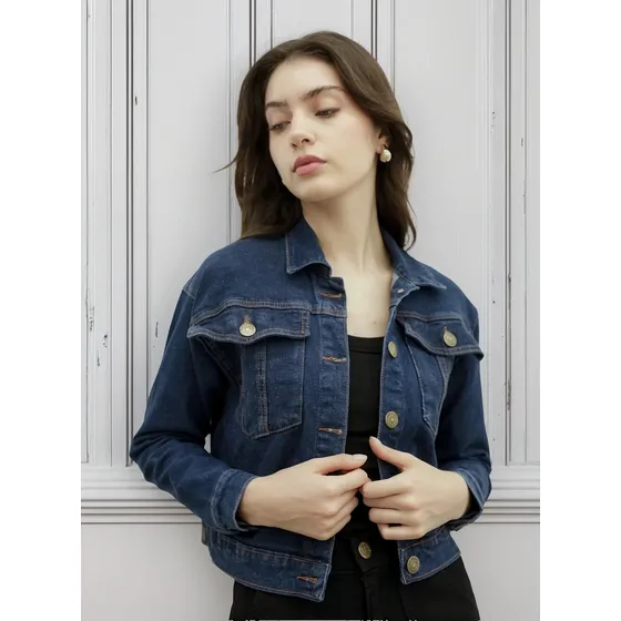 Campera De Jean Oversize Elastizada Mujer Azul Varios Talles