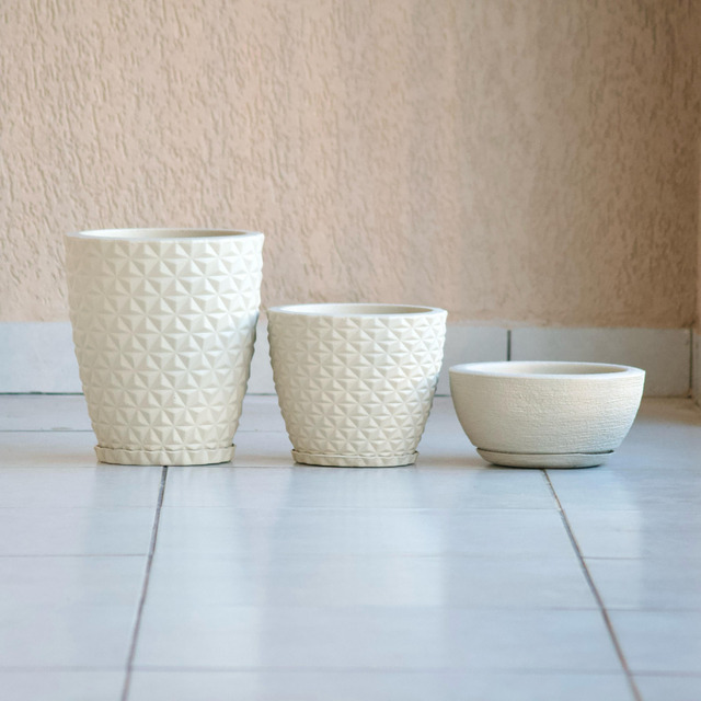 Kit 3 Vaso De Planta Decoração Coluna Bojo Bacia Prato Mesa Kit 3 Vaso De Planta Decoração Coluna Bojo Bacia Prato Mesa