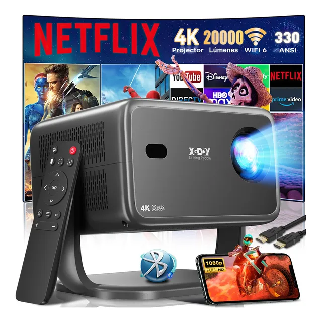 Proyector 4k Profesional Android11 Wifi6 Hd 1080p 20000 Lm