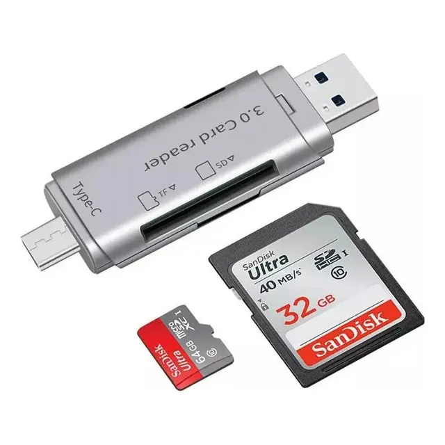 Lector De Tarjetas Adaptador Sd Microsd A Tipo C Usb 3.0 Jwk