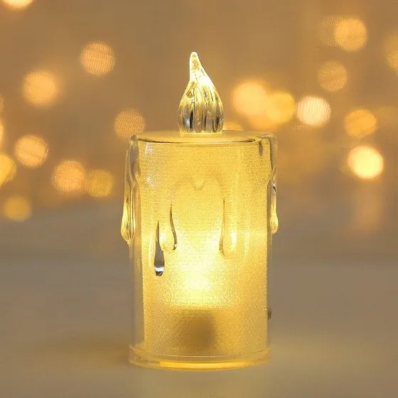 X6 Velas Led Grandes 8 Cm Transparentes Luz Cálida Con Pila Grande