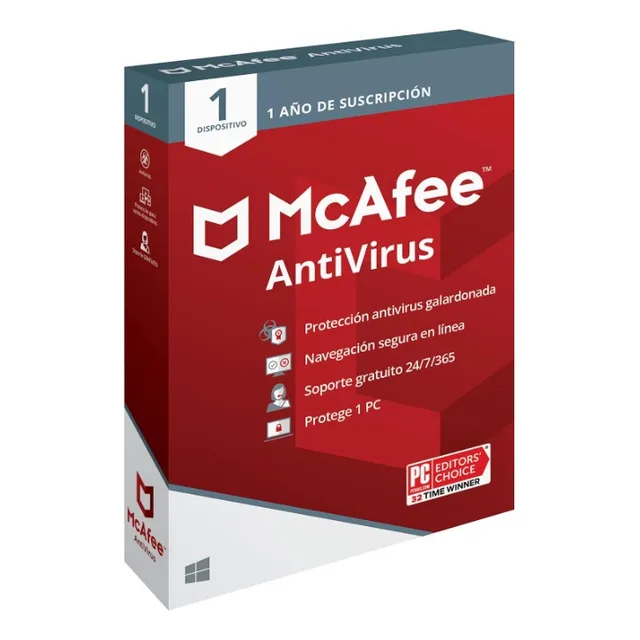 Antivirus Mcafee Antivirus 1 Dispositivo 1 Año Digital