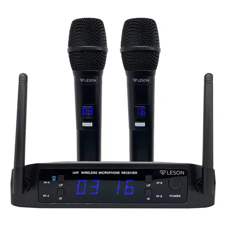 Microfone Duplo Leson Ls916 Multifrequencia 16 Canais Origin Preto