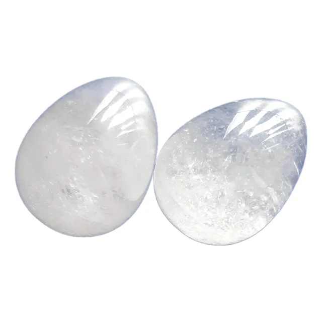 Set De 2 Piedras Huevo De Piedra Cuarzo Blanco