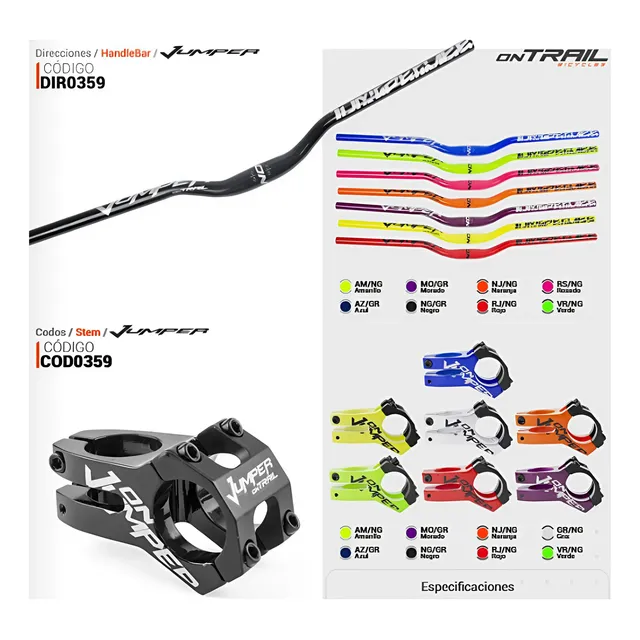 Volante Manubrio 780mm + Potencia Jumper 31.8mm Brillantes 