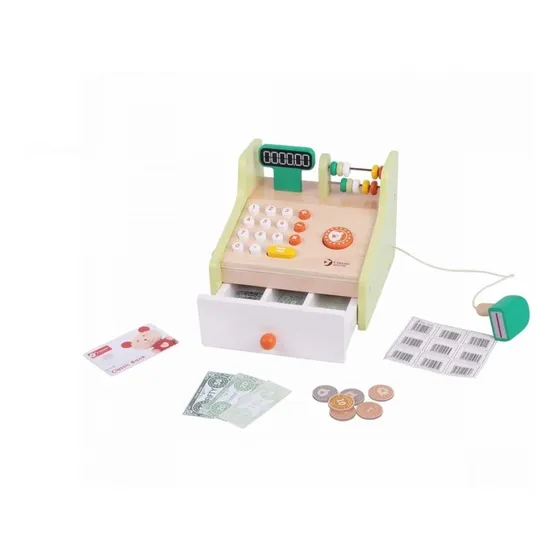 Caja Registradora De Madera Maquina Completa Classic World Color Verde claro