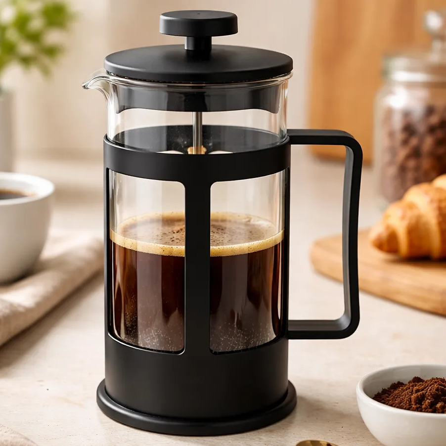 Cafeteira Prensa Francesa Café Expresso Leite Cremoso Preto